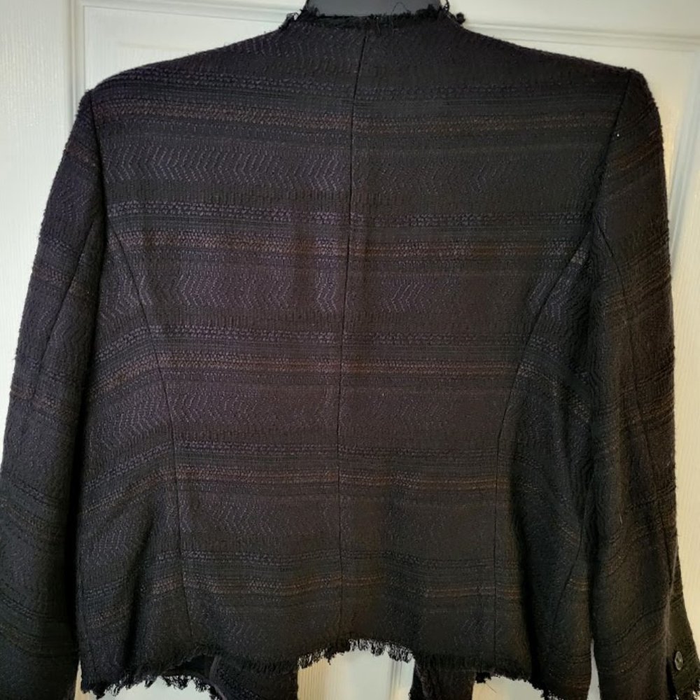 Ann Taylor LOFT black open front textured jacket Size 14 - Picture 5 of 6